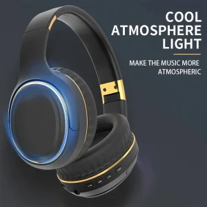 Over-Ear Bluetooth Headphones, Foldable Wireless Sports Headset, Breathing Light, Wired Option, Ideal for PC Gaming and Music
