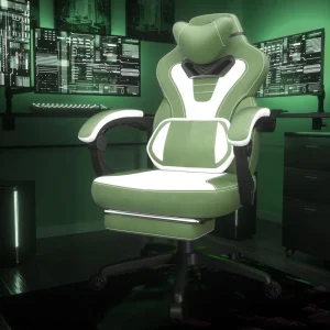 Fabric Gaming Chair with Footrest and Massage for Heavy People, Big and Tall Adult Gaming Chair
