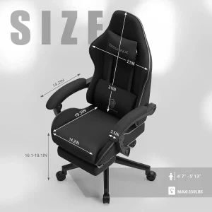 Dowinx Gaming Chair Fabric with Pocket Spring Cushion,Game Chair Cloth with Headrest, Ergonomic Computer Chair with Footrest