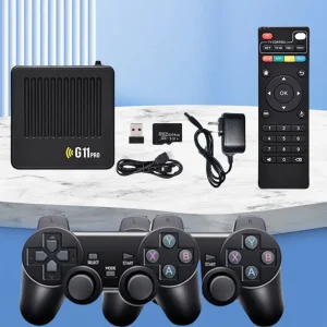 G11 Pro Retro Console Game Box 4K HD Video Game Console Built-in 60000 Games 2.4G Wireless Dual Controllers Gamepad For PS1/GBA