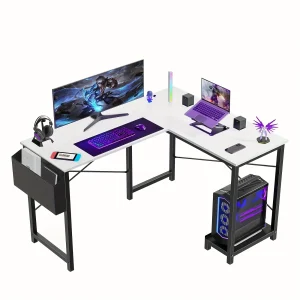 49-Inch L-Shaped Corner Computer Desk - Spacious Workspace with Storage, CPU Stand, and Modern Design