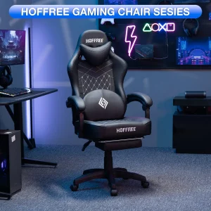 Gaming Chair with Footrest Ergonomic Chair Bluetooth Speaker Dual Function Massage Folding Recliner Computer Office Home Chair