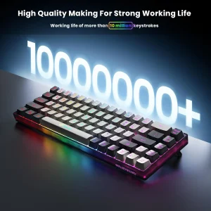 GEODMAER 2.4G Wireless Gaming Keyboard 68 Keys Rechargeable Backlit Gaming Keyboard Anti-ghosting No-Conflict Keyboard for PC