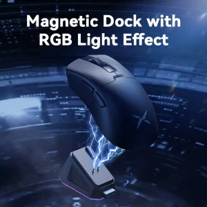 Delux M900Pro Ergonomic Wireless Gaming Mouse 8K PAW3395 Magnetic RGB Charging Dock Rechargeable Wired Mice For Big Hand PC