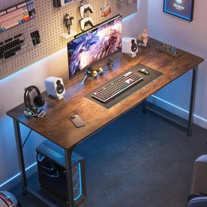 55 inch computer desk, office desk, with storage, writing work desk, for home, study, simple, modern