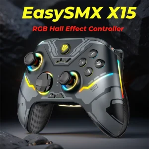 EasySMX X15 RGB Wireless Gamepad Bluetooth Gaming Controller Compatible with PC/Nintendo Switch/Steam/Cellphone, Hall Effect