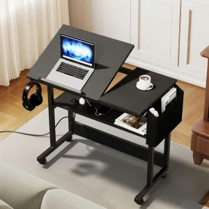 Height Adjustable Standing Desk Laptop Computer Table with Charging Station