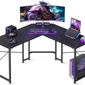 47 inch L Shaped Gaming Desk with Monitor Stand, Corner Desk Gaming Table for Home Office, Computer Desk Sturdy Writing